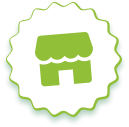 A green button with a house on it