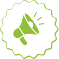 A green megaphone icon