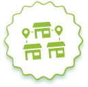 A green icon with two houses