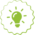 A green light bulb icon