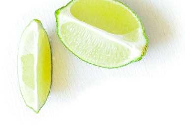 A lime cut in half